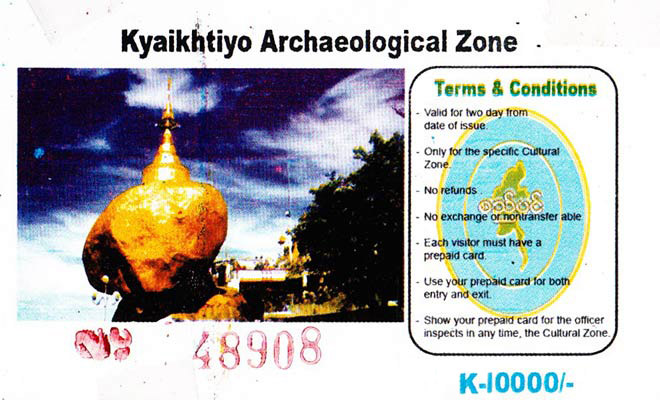 Myanmar Reisetipps | Goldener Felsen | Kyaiktiyo, Ticket und Preis für den Eintritt