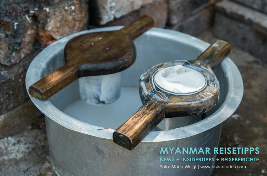 Herstellung der Nudeln für das  Nationalgericht Mohinga in Myanmar