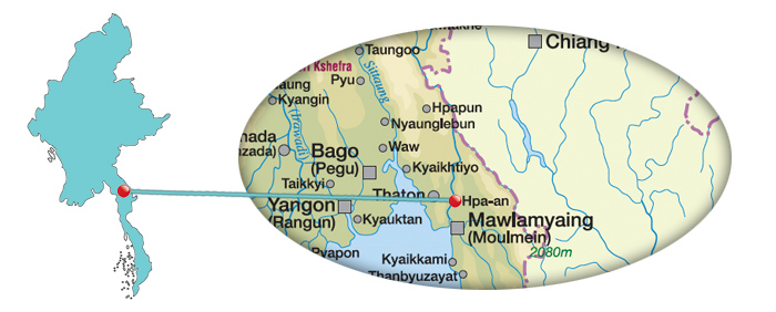 Myanmar - Karte von Hpa-an