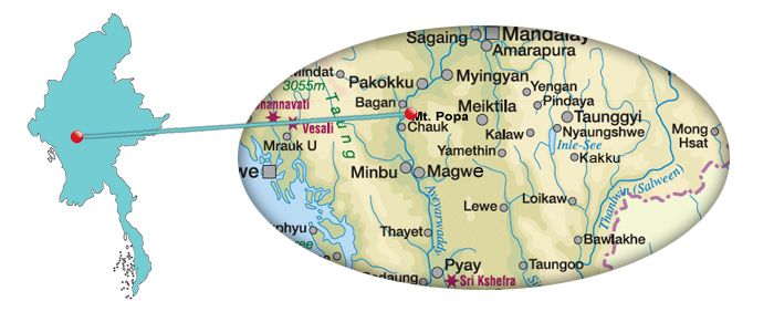 Karte von Mount Popa Taung Kalat in Myanmar