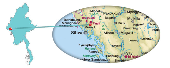 Myanmar - Karte von Mrauk U