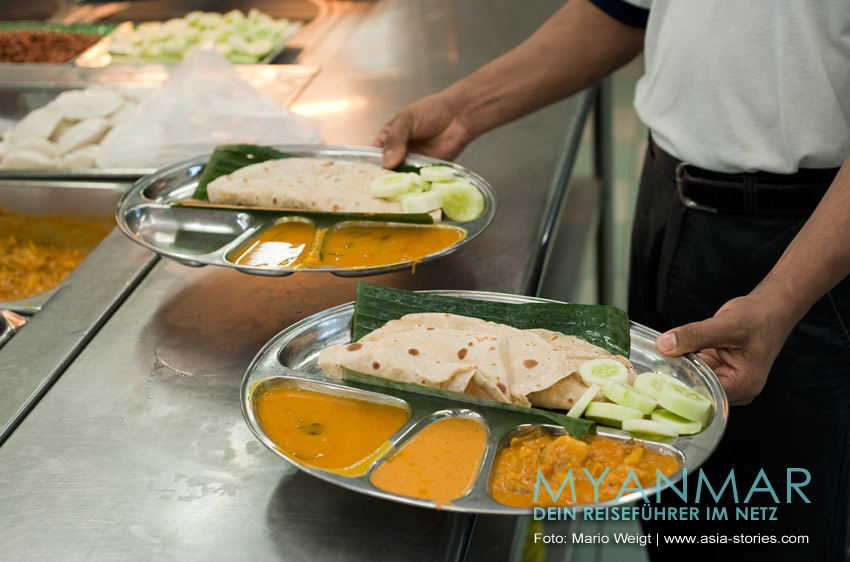 Myanmar Reisetipps, Essen und Snacks, Indisches Gericht