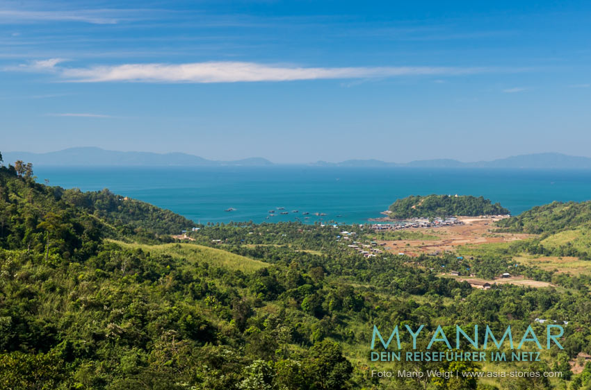 Blick auf das Fischerdorf San Hlan auf der Halbinsel Dawei in Myanmar
