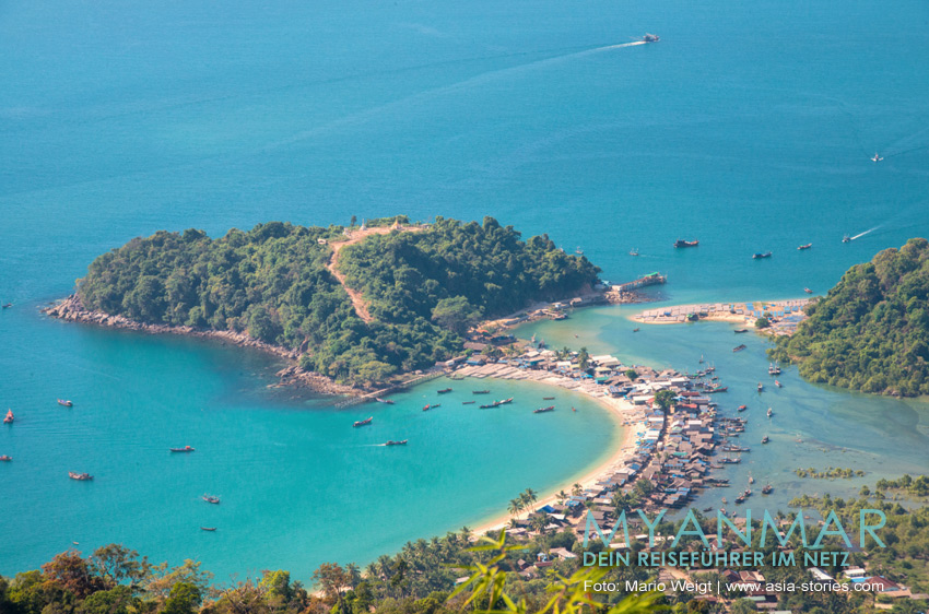 Grandioser Blick auf das Fischerdorf San Hlan von der Pagode Lek Khant Hill