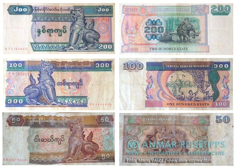Myanmar Reisetipps | Alles rund ums Geld: 200, 100 und 50 Kyat