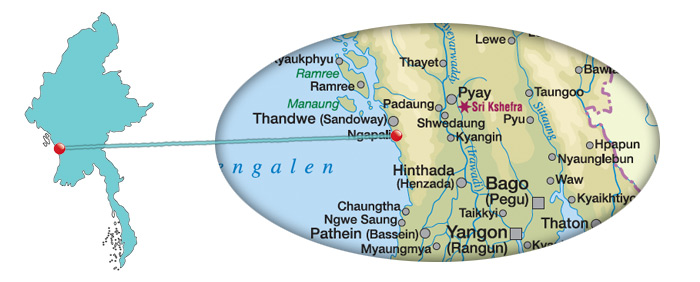 Myanmar - Karte vom Ngapali Beach
