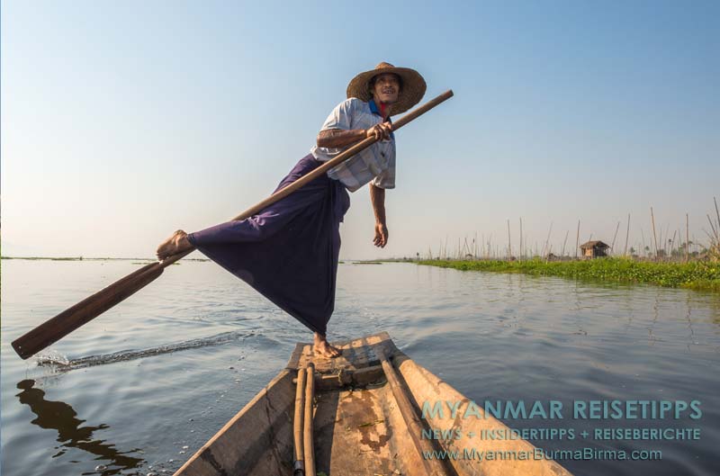 Einbeinruderer auf dem Inle-See in Myanmar.