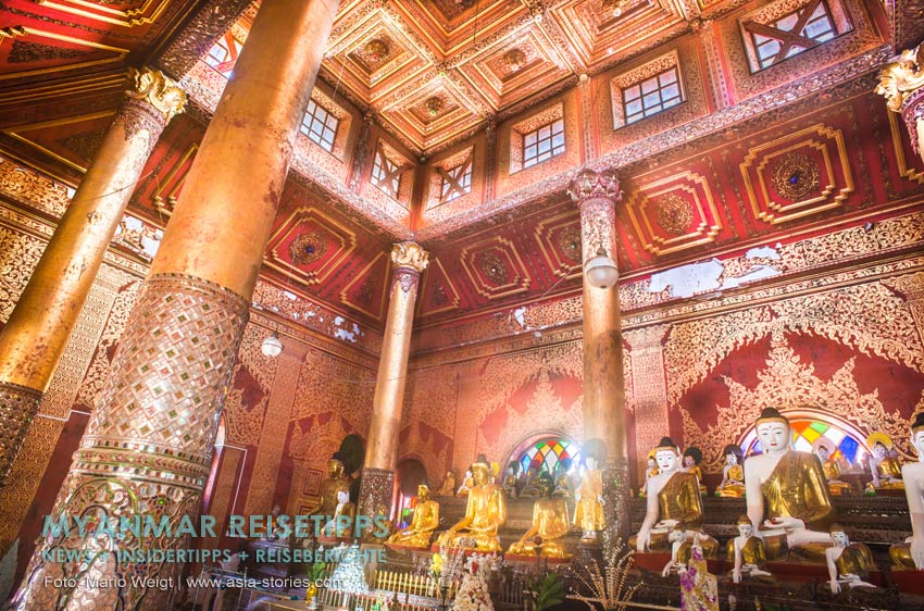 Gebetshalle vom buddhistischen Holzkloster U Nar Aunk. Es liegt zwischen Mawlamyaing und Hpa-an.