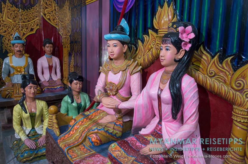 Mudon: Plastische Darstellungen im liegenden Buddha Win Sein Taw Ya . Der größte Buddha befindet sich ca. 30 Autominuten von Mawlamyaing entfernt.