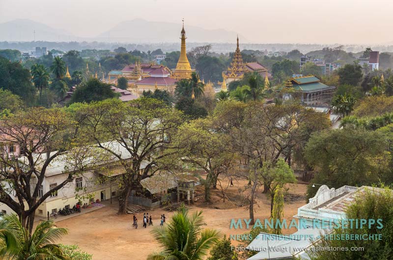 Blick von der Dachterrasse vom Hotel Chindwin in Monywa