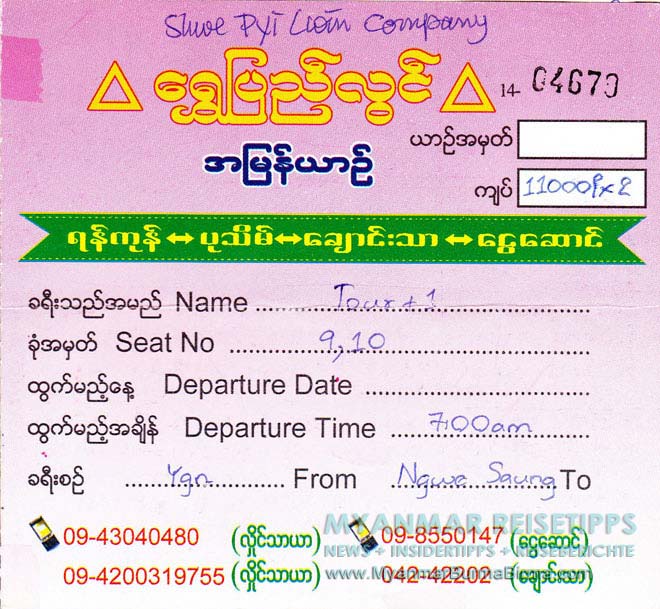 Myanmar: Busticket von Yangon nach Ngwe Saung