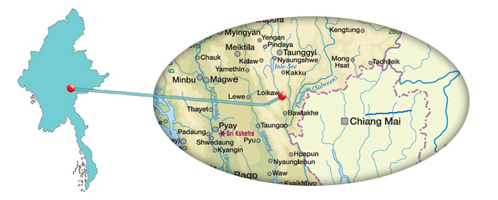 Myanmar: Karte von Loikaw und Umgebung