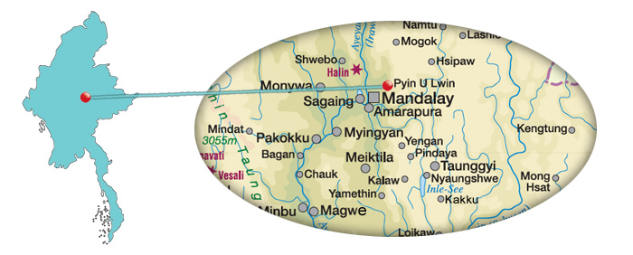 Myanmar - Karte von Pyin U Lwin
