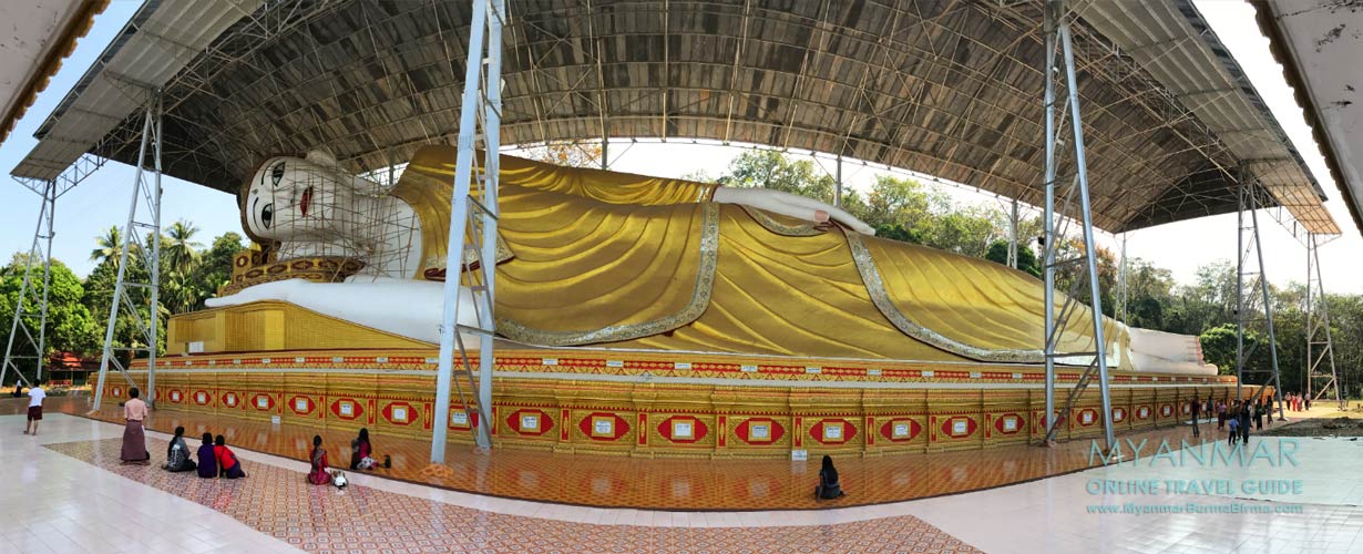 Südlich von der Stadt Dawei befindet sich die Pagode Shwethalyaung Daw Mu mit dem liegenden Buddha.