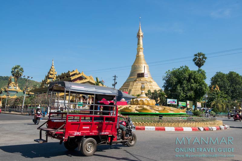 Myanmar: Kreisverkehr um die Pagode Shwezayan in Thaton