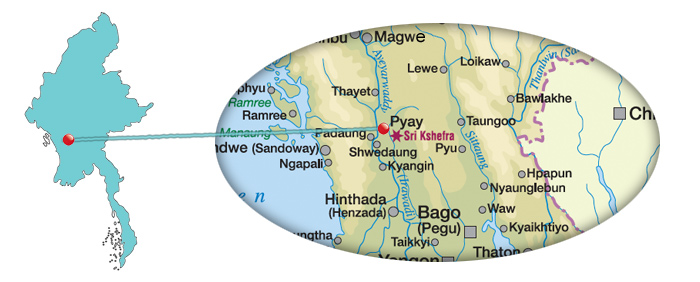 Myanmar - Karte für Pyay