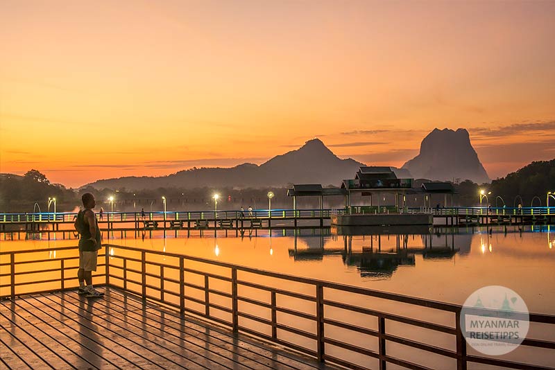 Hpa-an in Myanmar: Kantharyar-See kurz vor Sonnenaufgang