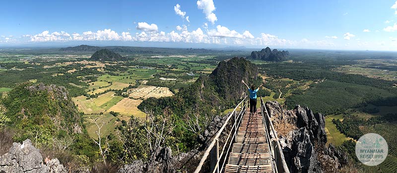 Aussicht vom Berg Taung Wine nahe Hpa-an
