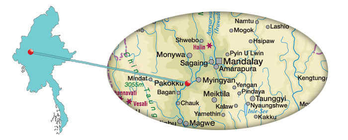 Myanmar - Karte Pakokku