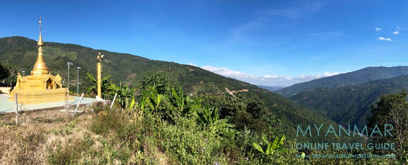 Myanmar Reisetipps | Kalaw | Gold-Pagode von An Laung. Im Tal fließt der Chit Chaung.