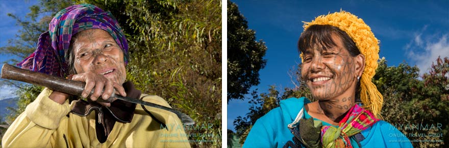 Myanmar Reisetipps | Mindat | Tattoo-Frauen im Chin-Dorf Pan Awet