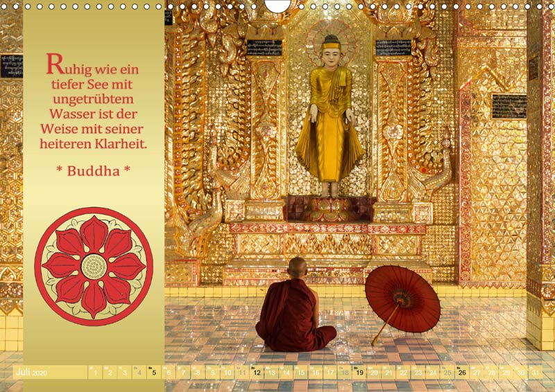Kalender 2020 DER ROTE SCHIRM - Buddhistische Weisheiten