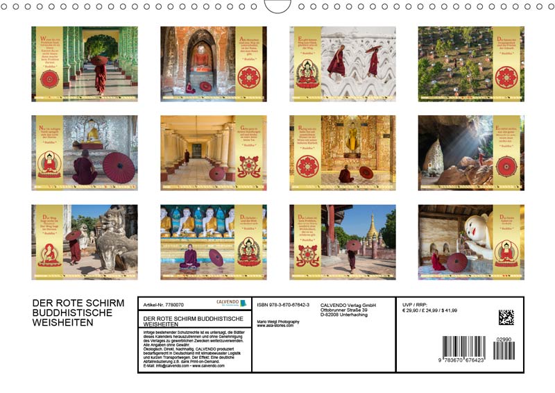 Kalender 2020 DER ROTE SCHIRM - Buddhistische Weisheiten