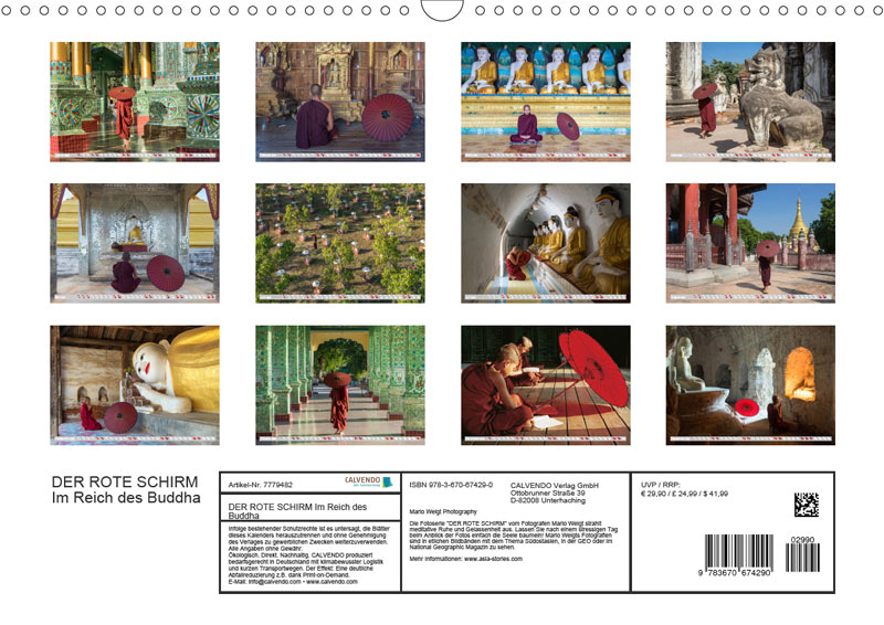 Kalender 2020 DER ROTE SCHIRM - Im Reich des Buddha