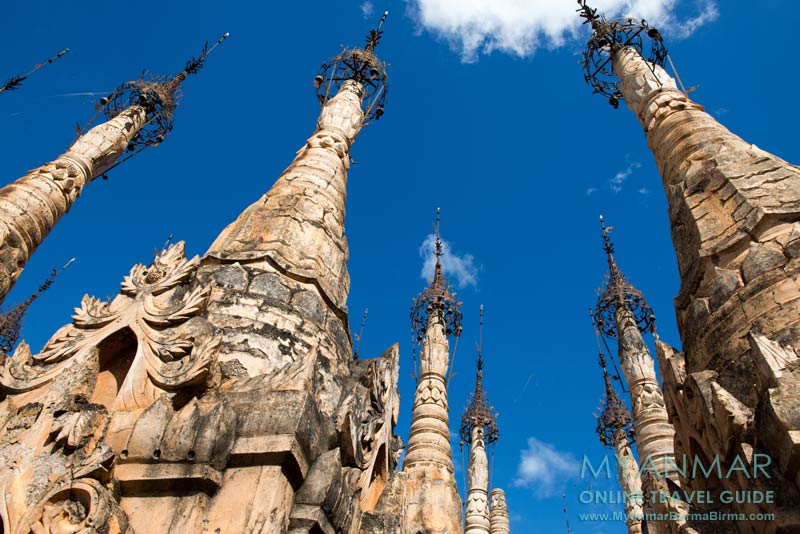Das Pagodenfeld Kakku befindet sich nahe Taunggyi und dem Inle-See.