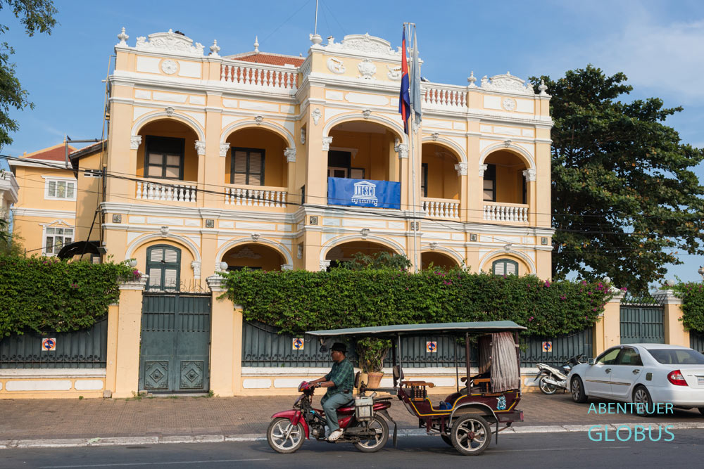 Hauptstadt Phnom Penh: Kolonialhaus der Franzosen und Hauptsitz der UNESCO in Kambodscha
