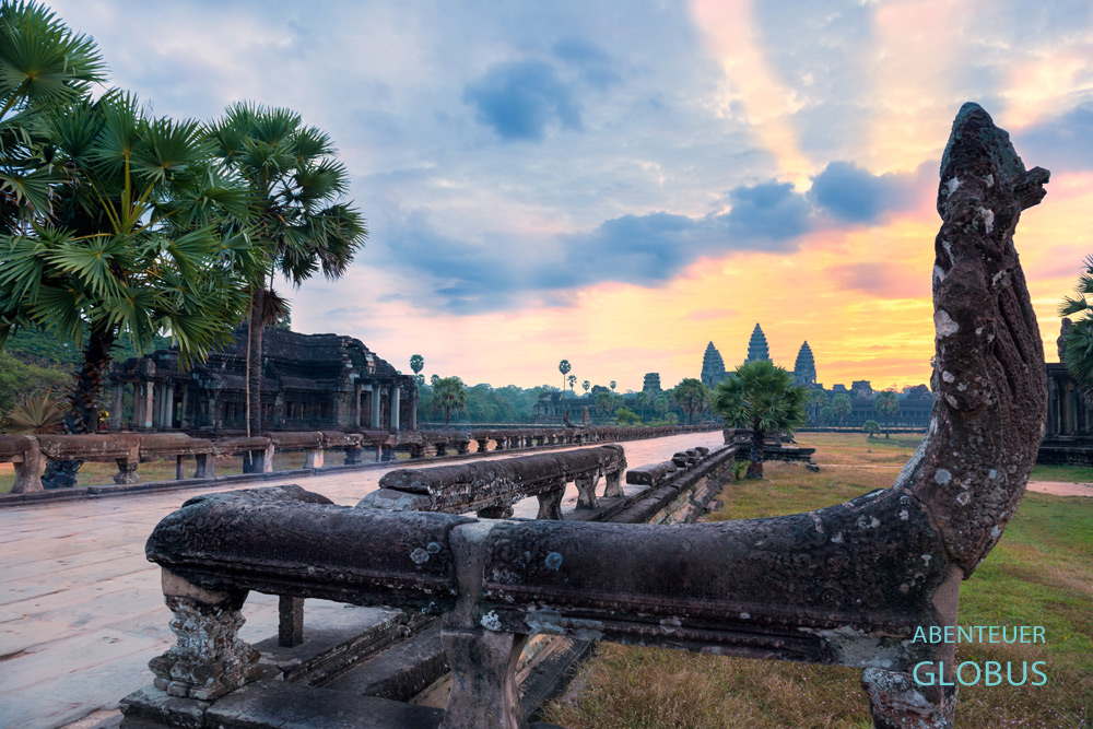 Reiserouten Kambodscha: Sonnenaufgang im Tempel Angkor Wat