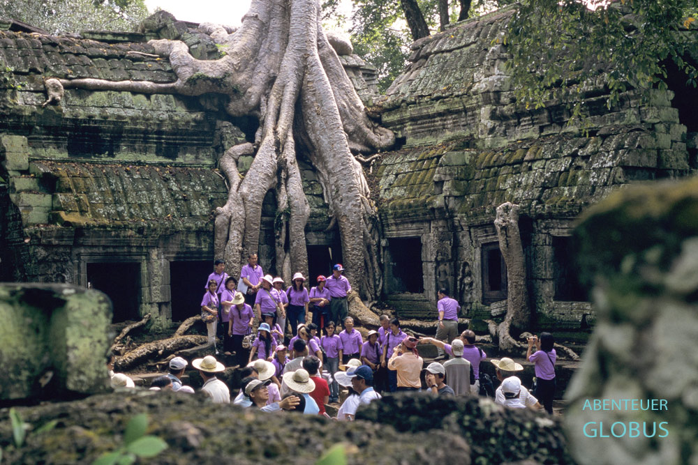 Angkor in Kambodscha. Im späten 12. Jahrhundert wurde der Tempel Ta Prohm von König Jayavarman VII. als buddhistisches Kloster erbaut.