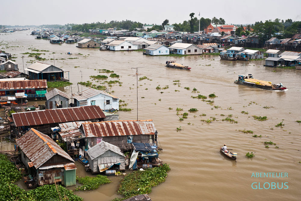 Der Hau-Giang-Fluss, auch Bassac genannt, ist ein Mekong-Nebenarm im riesigen Mekong-Delta Vietnams.