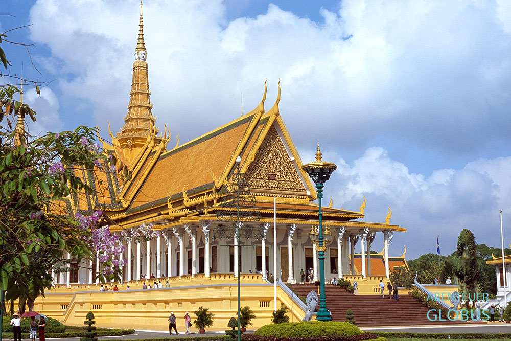 Der Thronsaal im Königspalast ist die Touristenattraktion in der Hauptstadt Phnom Penh.