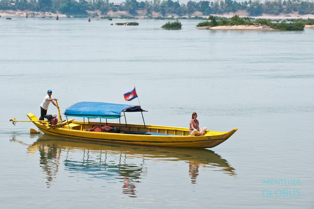 Bootsführer Vol sieht jeden Tag bei der Arbeit in Kampi die Irrawaddy-Delfine im Mekong.