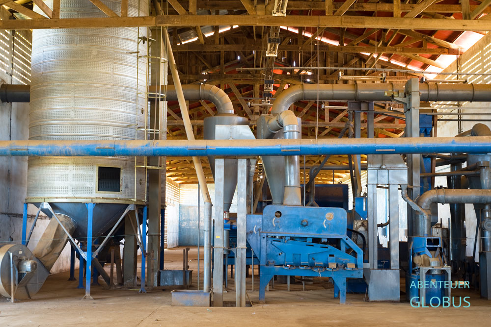 Im Jahr 1985 baute die ehemalige DDR als Entwicklungshilfe eine Halle mit Kaffeeproduktionsanlagen nahe Paksong auf dem Bolaven-Plateau in Laos.