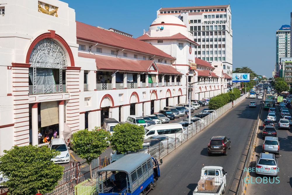 Myanmar, Yangon, Bogyoke Aung San Market trägt den Namen von General Aung San.