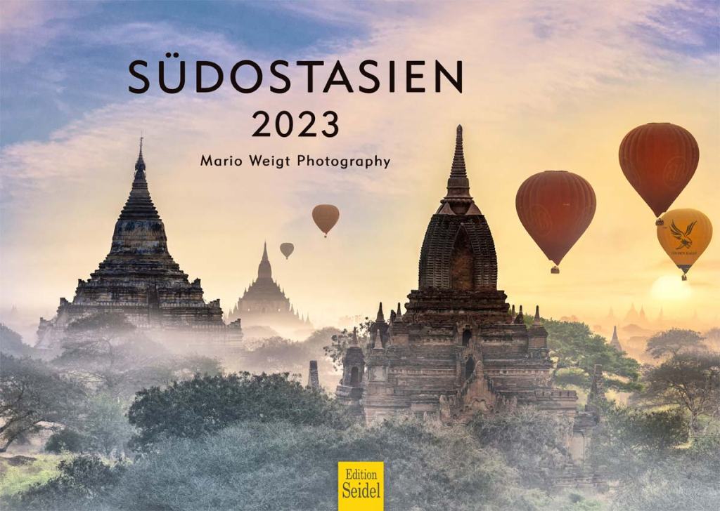 Südostasien 2023: Kalender vom Verlag Edition Seidel mit den Ländern Thailand, Vietnam, Kambodscha, Laos und Myanmar.