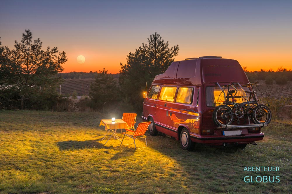 Camper am Bergheider See in Lichterfeld-Schacksdorf an der Abraumbrücke F60