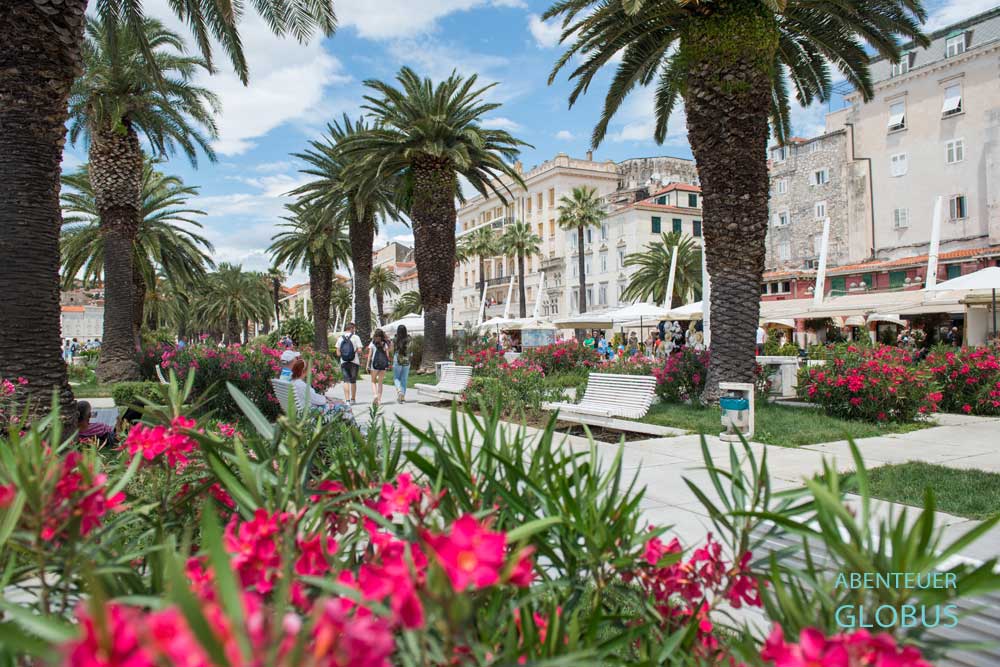 Uferpromenade Riva zwischen Diokletianpalast und Adria in Split in Kroatien