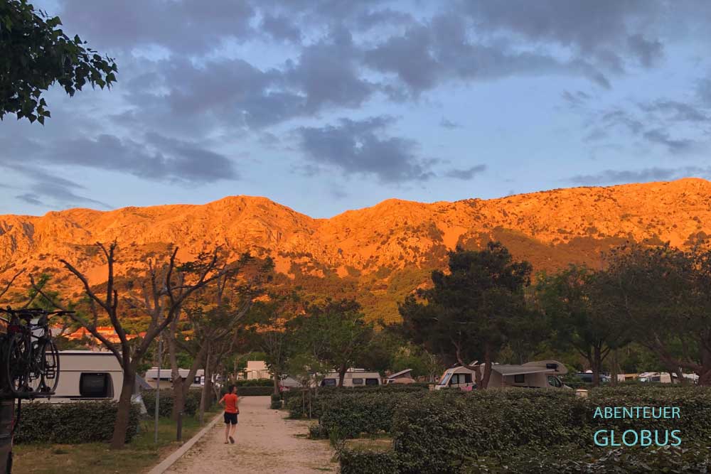 Morgenstimmung im Baska Beach Camping Resort in Baska auf der Insel Krk in Kroatien