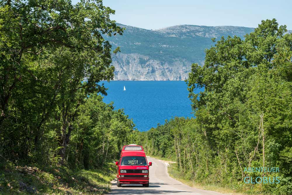 Anreise auf die Insel Krk, Landstraße nach Glavotok