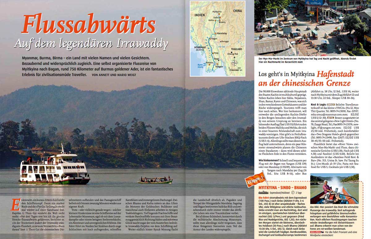 Stromabwärts auf dem legendären Irrawaddy: Reportage von Annett und Mario Weigt vom Reiseblog Abenteuerglobus.com