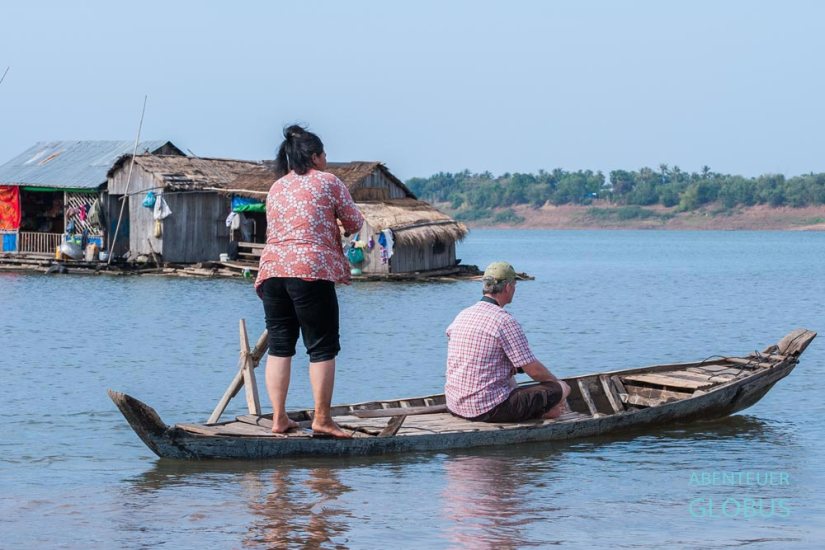 Kratie in Kambodscha, Sehenswürdigkeiten, Tipps und Ausflüge: Bootstour von der Insel Koh Trong zum Vietnamesischen Fischerdorf
