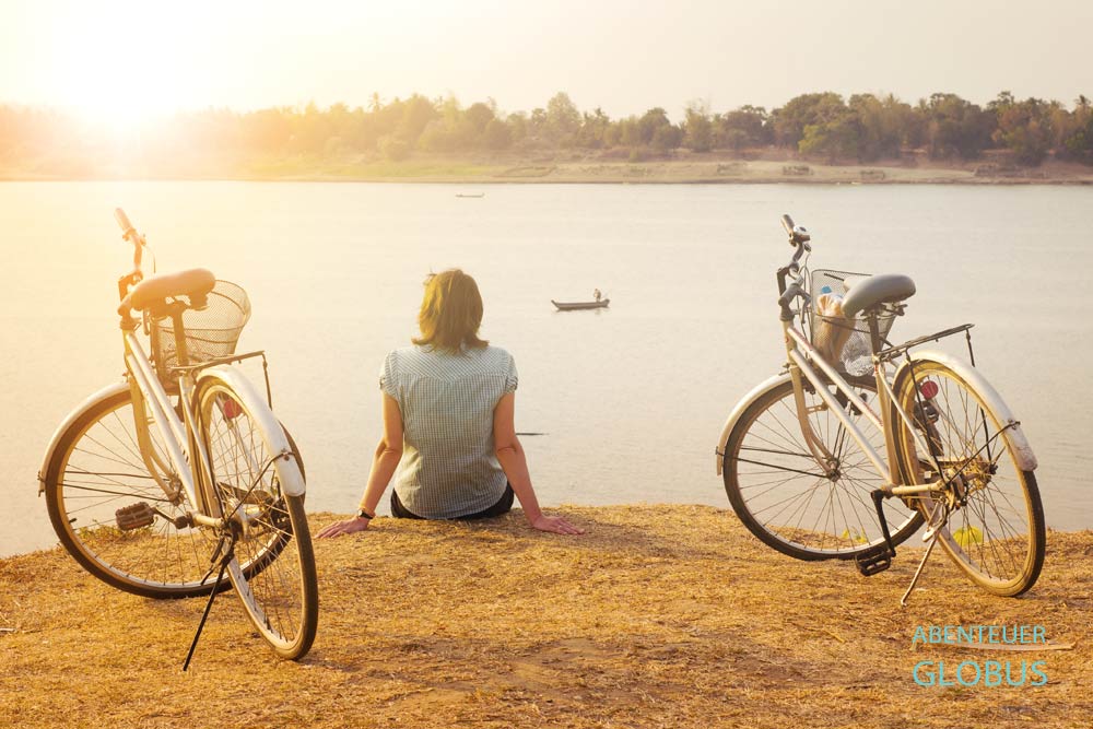 Stung Treng in Kambodscha: Radtour zum Sonnenuntergang am Mekong 