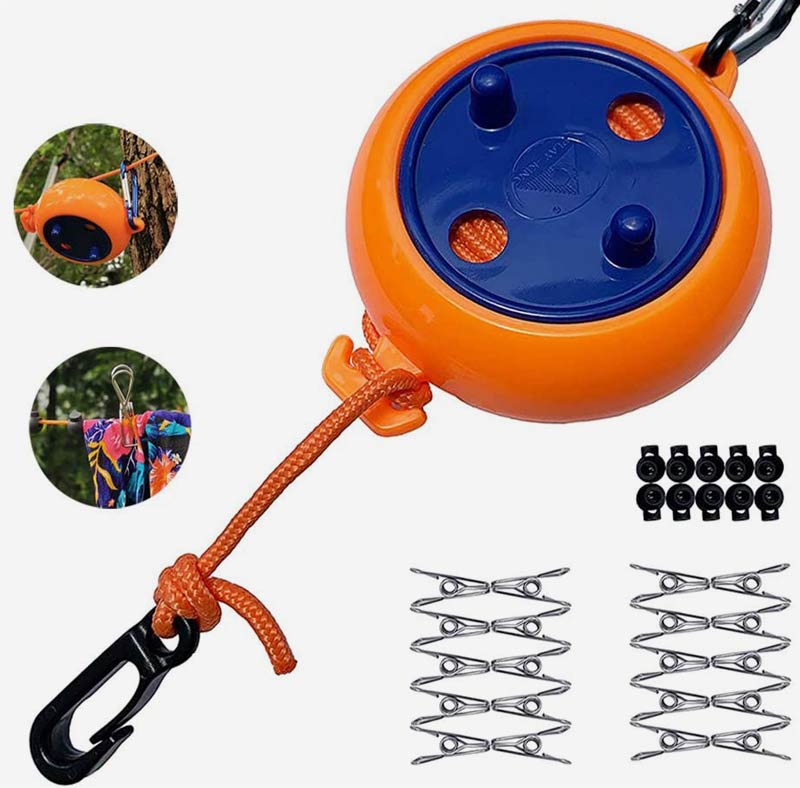 Unser Tipp für Camper in Kroatien: Die aufrollbare Wäscheleine spart Platz und ist praktisch.