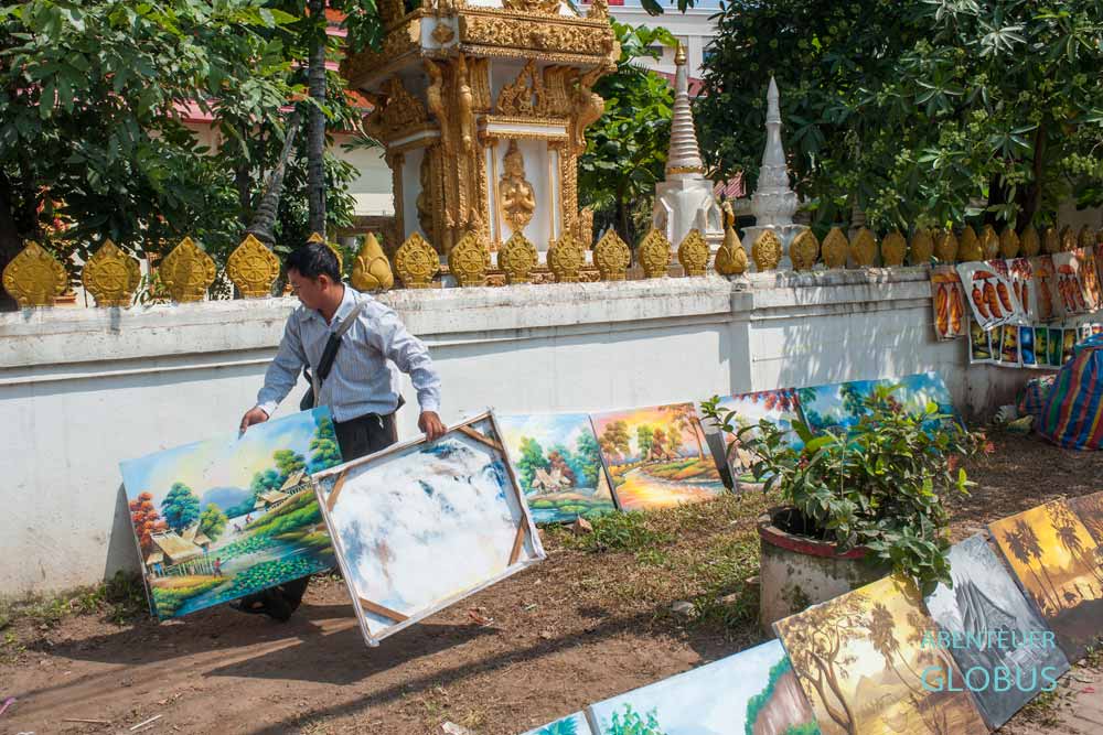 Tipps, Mitbringsel und Souvenirs: Bilderverkauf in der Hauptstadt Vientiane