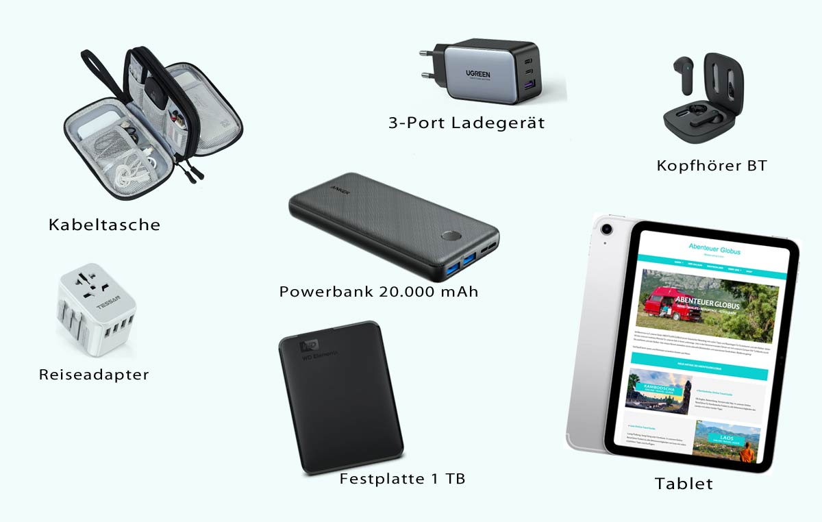 Packliste für Kambodscha: Technische Geräte und Zubehör für die Reise nach Südostasien