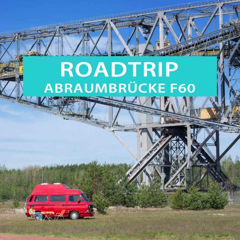 Camping an der Abraumbrücke F60 im Besucherbergwerk am Bergheider See in Lichterfeld-Schacksdorf