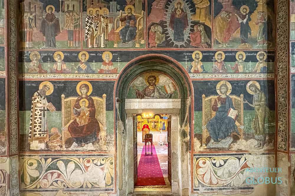 Wandmalereien mit Ikonen im Kloster Piva (Manastir Piva, auch Pivski Manastir) bei Pluzine